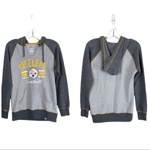 Majestic Pittsburgh Steelers NFL Football Fan Gray Logo Hoodie Size Small Womens